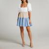 imageShy Velvet Womens Casual Party Mini Summer Dresses Square Neck Short Bubble Sleeve Babydoll DressKhaki Blue