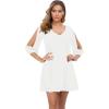 imageShy Velvet Womens Casual 34 Sleeve V Neck Shift Dress Chiffon Short Party DressWhite