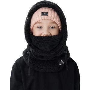 imageShy Velvet Ski Mask for Kids Winter Balaclava Warm Fleece Lined HatsBlack