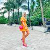 imageShy Velvet Womens Summer Dress Square Neck Short Sleeves Crossover Waist Casual Party Mini DressYellow