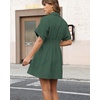 image:imageShy Velvet Womens Mini Shirt Dress Casual Button Down Short Sleeve Collared Summer DressesAvocado Green