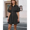 image:imageShy Velvet Womens Mini Shirt Dress Casual Button Down Short Sleeve Collared Summer DressesBlack