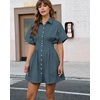 image:imageShy Velvet Womens Mini Shirt Dress Casual Button Down Short Sleeve Collared Summer DressesDusty Blue
