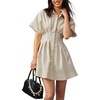 image:imageShy Velvet Womens Mini Shirt Dress Casual Button Down Short Sleeve Collared Summer DressesLight Apricot