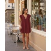 image:imageShy Velvet 2026 Summer Womens Boho Tunic Dress Oversized Flowy Cover Up Beach Vacation Dress with Scalloped Trim and PocketsBurgundy