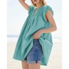 image:imageShy Velvet 2026 Summer Womens Boho Tunic Dress Oversized Flowy Cover Up Beach Vacation Dress with Scalloped Trim and PocketsTeal Blue