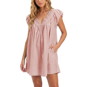 image:imageShy Velvet 2026 Summer Womens Boho Tunic Dress Oversized Flowy Cover Up Beach Vacation Dress with Scalloped Trim and PocketsMauve Pink