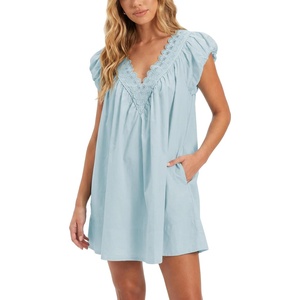 image:imageShy Velvet 2026 Summer Womens Boho Tunic Dress Oversized Flowy Cover Up Beach Vacation Dress with Scalloped Trim and PocketsPastel Blue