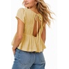 image:imageShy Velvet 2026 Womens Linen Blend Ruched Crop Tops Short Sleeve Tie Back Boho Summer TopsButter Yellow