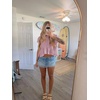 image:imageShy Velvet 2026 Womens Linen Blend Ruched Crop Tops Short Sleeve Tie Back Boho Summer TopsDusty Mauve