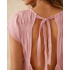 image:imageShy Velvet 2026 Womens Linen Blend Ruched Crop Tops Short Sleeve Tie Back Boho Summer TopsPink