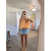 image:imageShy Velvet 2026 Womens Linen Blend Ruched Crop Tops Short Sleeve Tie Back Boho Summer TopsSoft Peach