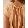 image:imageShy Velvet 2026 Womens Linen Blend Ruched Crop Tops Short Sleeve Tie Back Boho Summer TopsSoft Peach