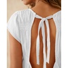 image:imageShy Velvet 2026 Womens Linen Blend Ruched Crop Tops Short Sleeve Tie Back Boho Summer TopsWhite