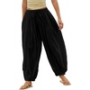 image:imageShy Velvet Women Linen Blend Pants Lightweight Drawstring Elastic Waist Boho Summer Beach Vacation Pants with PocketsBlack