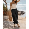 image:imageShy Velvet Women Linen Blend Pants Lightweight Drawstring Elastic Waist Boho Summer Beach Vacation Pants with PocketsBlack