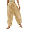 image:imageShy Velvet Women Linen Blend Pants Lightweight Drawstring Elastic Waist Boho Summer Beach Vacation Pants with PocketsButter Yellow