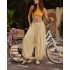 image:imageShy Velvet Women Linen Blend Pants Lightweight Drawstring Elastic Waist Boho Summer Beach Vacation Pants with PocketsButter Yellow