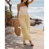 image:imageShy Velvet Women Linen Blend Pants Lightweight Drawstring Elastic Waist Boho Summer Beach Vacation Pants with PocketsButter Yellow