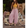image:imageShy Velvet Women Linen Blend Pants Lightweight Drawstring Elastic Waist Boho Summer Beach Vacation Pants with PocketsDusty Mauve
