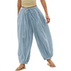 image:imageShy Velvet Women Linen Blend Pants Lightweight Drawstring Elastic Waist Boho Summer Beach Vacation Pants with PocketsLight Blue
