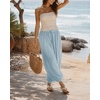 image:imageShy Velvet Women Linen Blend Pants Lightweight Drawstring Elastic Waist Boho Summer Beach Vacation Pants with PocketsLight Blue
