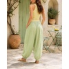 image:imageShy Velvet Women Linen Blend Pants Lightweight Drawstring Elastic Waist Boho Summer Beach Vacation Pants with PocketsSage Green