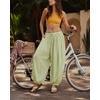 image:imageShy Velvet Women Linen Blend Pants Lightweight Drawstring Elastic Waist Boho Summer Beach Vacation Pants with PocketsSage Green
