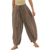 image:imageShy Velvet Women Linen Blend Pants Lightweight Drawstring Elastic Waist Boho Summer Beach Vacation Pants with PocketsTaupe