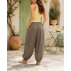 image:imageShy Velvet Women Linen Blend Pants Lightweight Drawstring Elastic Waist Boho Summer Beach Vacation Pants with PocketsTaupe