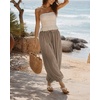 image:imageShy Velvet Women Linen Blend Pants Lightweight Drawstring Elastic Waist Boho Summer Beach Vacation Pants with PocketsTaupe