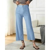 image:imageShy Velvet Womens Crop Wide Leg Pants High Waisted Stretchy Comfort Fabric Capri Pants for WomenBlue