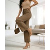 image:imageShy Velvet Womens Crop Wide Leg Pants High Waisted Stretchy Comfort Fabric Capri Pants for WomenBrown
