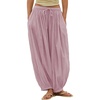 image:imageShy Velvet Women Linen Blend Pants Lightweight Drawstring Elastic Waist Boho Summer Beach Vacation Pants with PocketsDusty Mauve