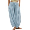 image:imageShy Velvet Women Linen Blend Pants Lightweight Drawstring Elastic Waist Boho Summer Beach Vacation Pants with PocketsLight Blue