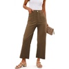 image:imageShy Velvet Womens Crop Wide Leg Pants High Waisted Stretchy Comfort Fabric Capri Pants for WomenBrown