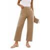 image:imageShy Velvet Womens Crop Wide Leg Pants High Waisted Stretchy Comfort Fabric Capri Pants for WomenKhaki